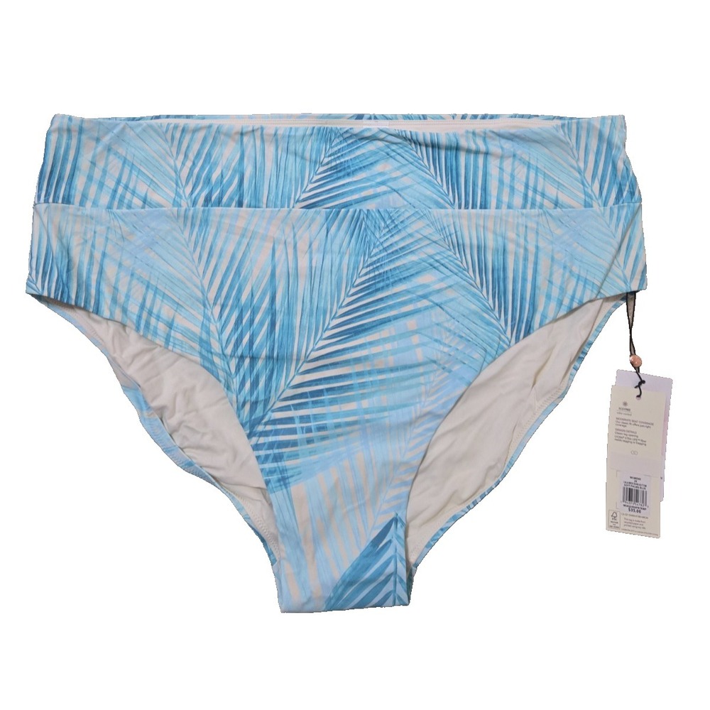 Calia Wide Band Bottom Women's 2X Soft‎ Palms Blue NWT